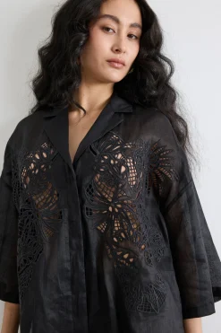 Casacca boxy effetto see-through - Nero