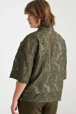 Casacca boxy in fil coupé - Verde