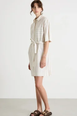 Casacca con cintura - Beige Bianco