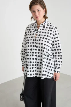 Casacca con contropiega sul retro - Bianco Nero