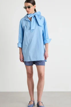 Casacca con foulard - Azzurro