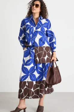 Casacca con maniche a tre quarti - Blu Marrone Bianco
