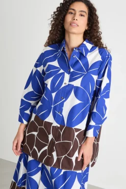 Casacca con maniche a tre quarti - Blu Marrone Bianco