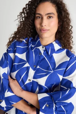 Casacca con maniche a tre quarti - Blu Marrone Bianco