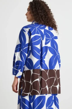 Casacca con maniche a tre quarti - Blu Marrone Bianco