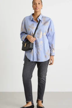 Casacca con stampa laminata - Azzurro Argento