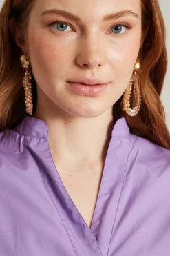 Casacca cropped in popeline - Lilla