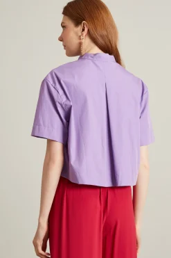 Casacca cropped in popeline - Lilla