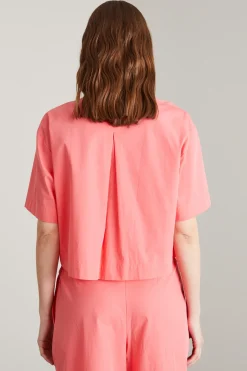 Casacca cropped in popeline - Pesca