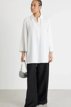 Casacca in cady con strass - Bianco