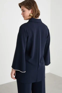 Casacca in cady con strass - Blu