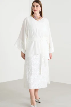 Casacca in cady e paillettes - Bianco