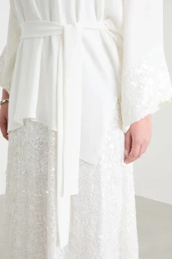 Casacca in cady e paillettes - Bianco