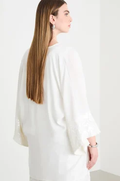 Casacca in cady e paillettes - Bianco