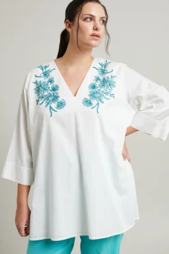 Casacca in con ricami - Bianco Azzurro