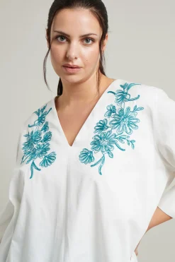 Casacca in con ricami - Bianco Azzurro
