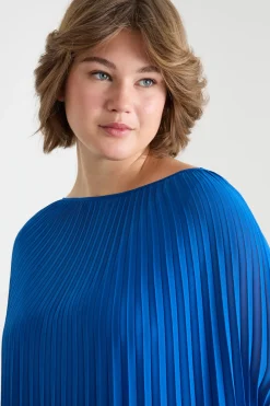 Casacca in georgette plissé - Blu