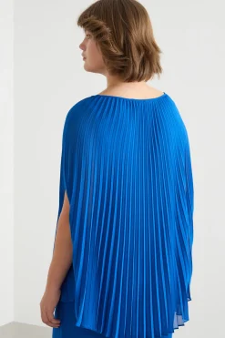 Casacca in georgette plissé - Blu
