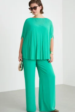 Casacca in georgette plissé - Verde