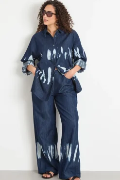 Casacca in jeans tie-dye - Blu