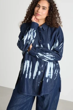 Casacca in jeans tie-dye - Blu