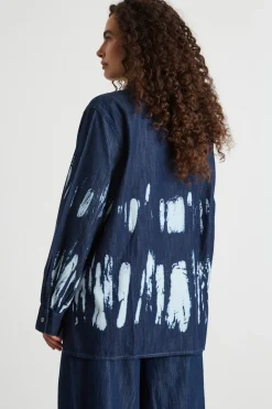 Casacca in jeans tie-dye - Blu