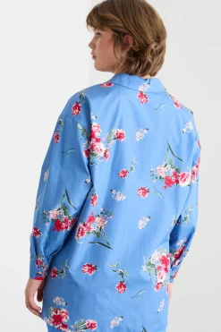 Casacca in popeline - Azzurro