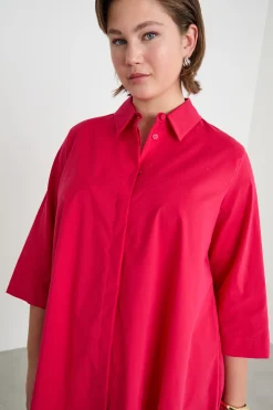 Casacca in popeline con balza sul retro - Fuxia