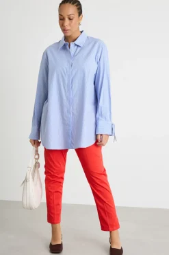 Casacca in popeline con lacci - Azzurro