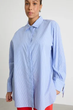 Casacca in popeline con lacci - Azzurro
