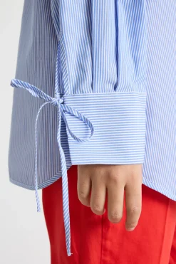 Casacca in popeline con lacci - Azzurro