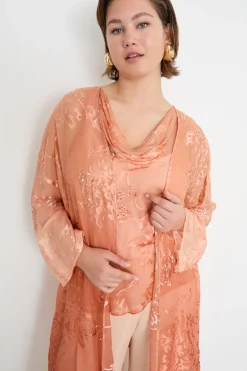 Casacca in raso dévoré - Rosa