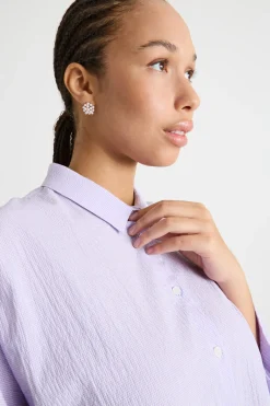 Casacca in seersucker - Lilla