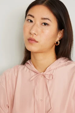 Casacca in seta con cappuccio - Rosa Polvere