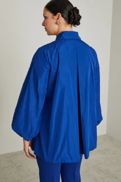 Casacca in taffetà con ricamo - Bluette