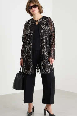 Casacca in tulle ricamato - Nero