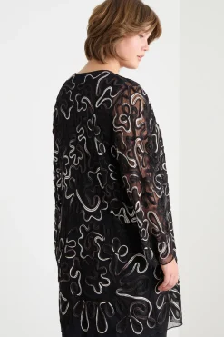 Casacca in tulle ricamato - Nero