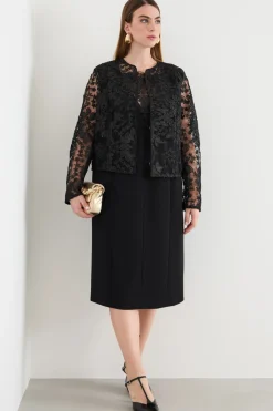 Casacca in tulle ricamato - Nero