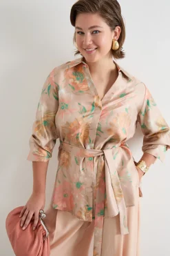 Casacca in twill di seta - Rosa