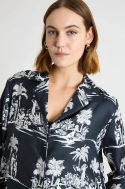Casacca in twill stampato - Blu Bianco