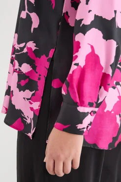 Casacca in twill stampato - Nero Rosa