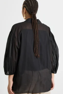 Casacca in voile con manica balloon - Nero