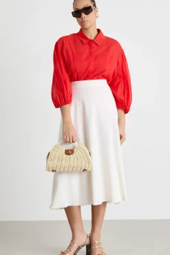 Casacca in voile con manica balloon - Rosso