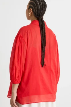 Casacca in voile con manica balloon - Rosso