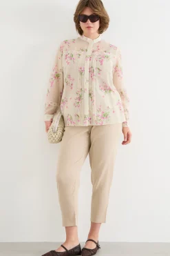 Casacca in voile stampato - Beige