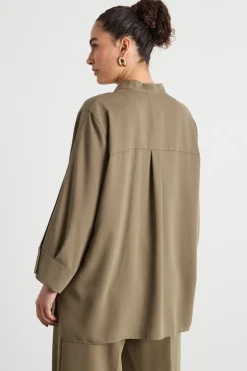 Casacca morbida con maniche ampie - Verde