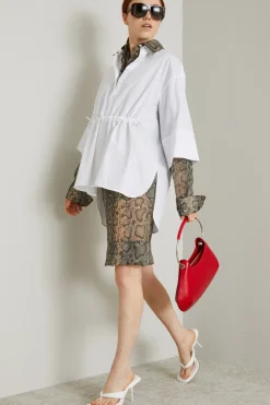 Casacca over con coulisse - Bianco