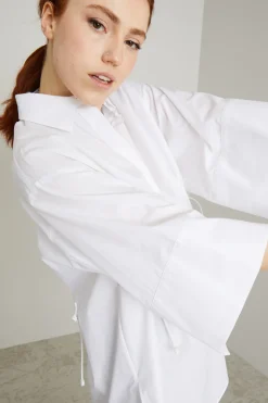 Casacca over con coulisse - Bianco