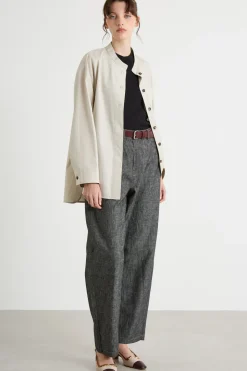 Casacca oversize alla coreana in popeline - Beige