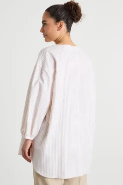 Casacca oversize asimmetrica - Beige Bianco